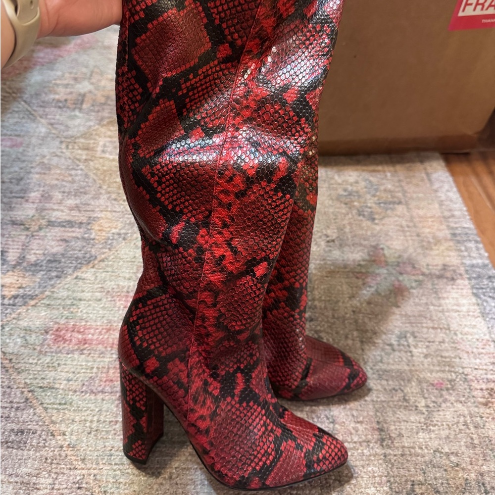 Villa Rouge Snake Print Heeled Boots